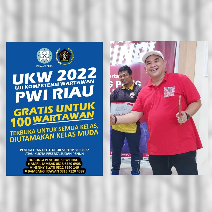 PWI Riau kembali akan gelar UKW buat 100 orang peserta dan Photo Ketua PWI Riau, Zulmansyah Sekedang